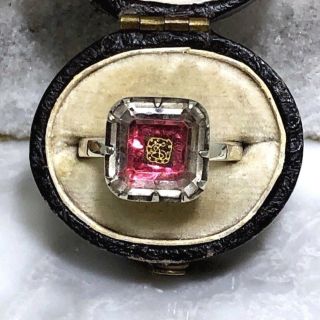 Antique Stuart Crystal Sterling Silver Button Ring Stuart Georgian 18th Century 8
