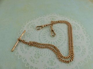 Antique Edwardian 9ct Rose Gold Double Albert Watch Chain 16.  5  18grams