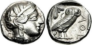 Attica,  Athens.  Exceptional Tetradrachm.  Ancient Greek Silver Coin.