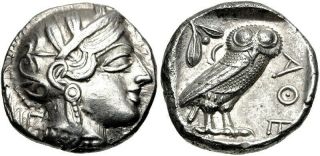 Attica,  Athens.  Exceptional Tetradrachm.  Ancient Greek Silver Coin. 2