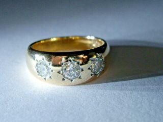 THIS WEEKEND ONLY - ANTIQUE 15CT GOLD & STAR SET DIAMOND TRILOGY RING 2