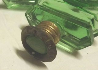 7 Antique Green Art Deco Depression Glass Overmyers Threaded Door Drawer Knobs 2