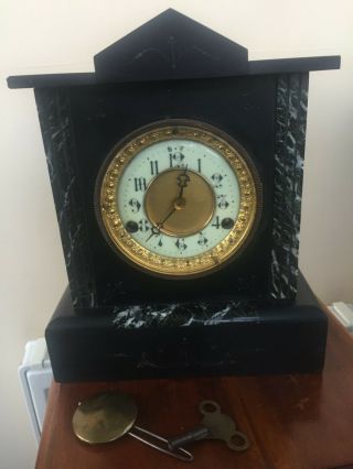 Manf By The British Slate And Marble Mantle Clock