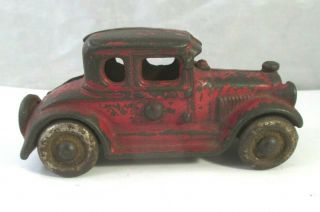 Small Vintage Arcade Cast Iron Red Ford Coupe Car 3 - 5/8 "