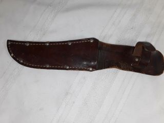 Rare vintage collectible EG Waterman Co. ,  WW2 fighting knife,  with leather sheat 8
