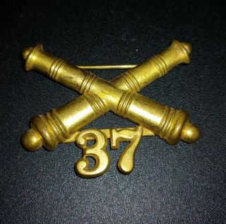 Wwi Us Army Military 37th Field Artillery Brass Pin Collar Vintage