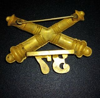 WWI US Army Military 37th Field Artillery Brass Pin Collar Vintage 2