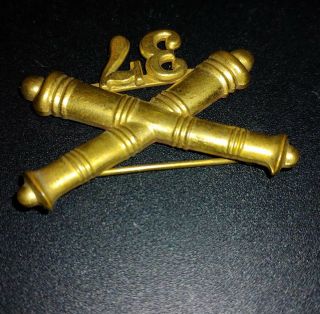 WWI US Army Military 37th Field Artillery Brass Pin Collar Vintage 3