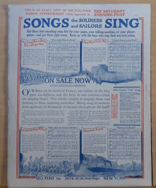 Over There - 1917 large sheet music - World War One song - William J.  Reilly USN 2