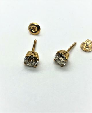 Antique Old Mine Cut Diamond Stud Earrings Tw 1.  82 Ct