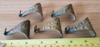 Antique Brass Picture Rail Hook Hanging Frame Hooks Hangers Old Victorian X5