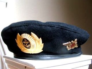 Russian Army Military Uniform Black Beret Marines Naval Hat Badge Insignia 56 Cm