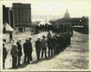 1934 Press Photo Lined Up Marchers Joining Bonus Army,  Washington,  Dc