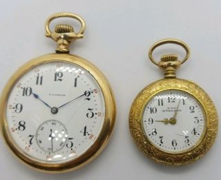 Vintage 2 Pocket Watches Gold Filled Scrap Or Parts