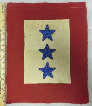 Ww1 Vintage In U.  S.  Military Service Window Flag Pennant 3 Blue Stars