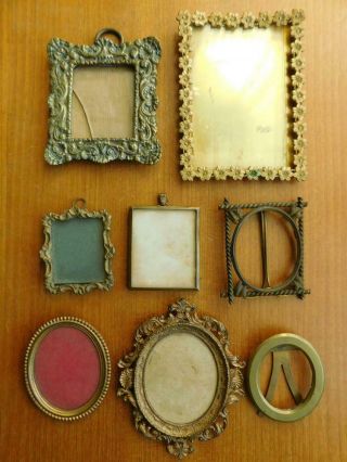8 X Small & Miniature Antique Picture Photo Frames At 1