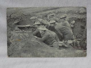 1919 Wwi Aef American Army Postcard Trench Machine Gun Crew Lewis Gun