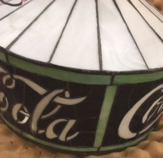 Antique 1920s Tiffany Type COCA - COLA Leaded Glass Lamp/Light Hanging COKE Shade 3