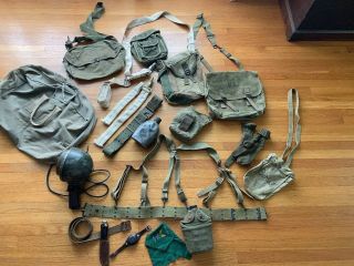 Wwii Ww2 Us Army Web Gear Belts Musette Bag Pouches
