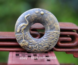 4.  5 Cm Chinese Ancient Folk Belief Red - Crowned Crane Lucky Fengshui Copper Coin