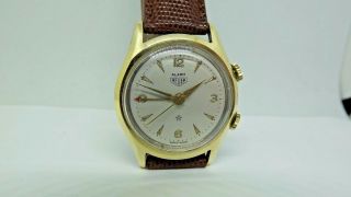 Vintage Heuer one star alarm watch AS 1475 14ct 14k Gold Capped c.  1950s 2