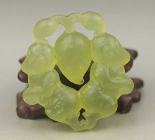 Chinese Old Natural Jade Hand - Carved Statue Double Monkey Pendant 2.  1 Inch