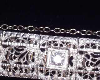 14k White Gold Antique Bracelet,  5 Dia=.  40 Ct/ 6 Saph =3 Cts.  - Aunt Estate - BLiNG 4