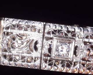 14k White Gold Antique Bracelet,  5 Dia=.  40 Ct/ 6 Saph =3 Cts.  - Aunt Estate - BLiNG 7