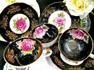 3 Made In Japan Tea Cup And Saucer Rose Pink 3 Footed Teacup Royal Halsey