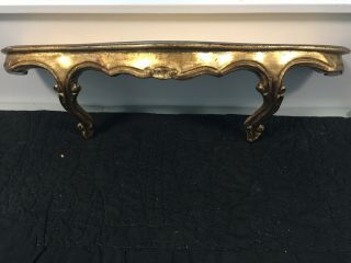Large 18.  5 " Vintage Hollywood Italy Florentine Gold Gilt Carved Wall Shelf Wowe