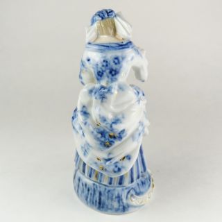 Antique Sitzendorf Porcelain Ceramic Figurine Victorian Lady Blue White 5