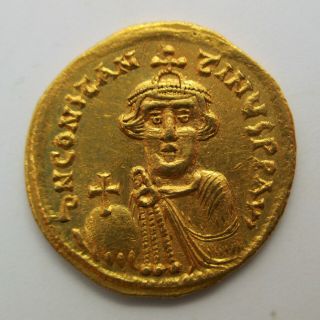 641 - 668 Ad Byzantine Empire Constans Ii Gold Coin Av Solidus Ancient Sear 938