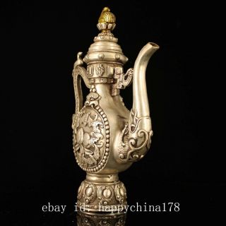 china copper - plating silver hand - made gold drawing peach bat statue teapot g02C 3