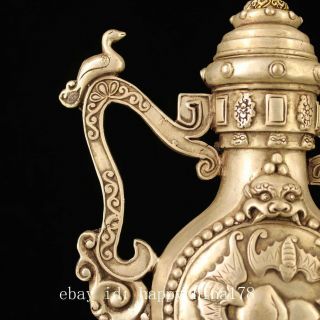china copper - plating silver hand - made gold drawing peach bat statue teapot g02C 5