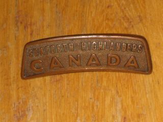 Ww1 Cef Canadian Shoulder Title Badge 72nd Seaforth Highlanders Of Canada