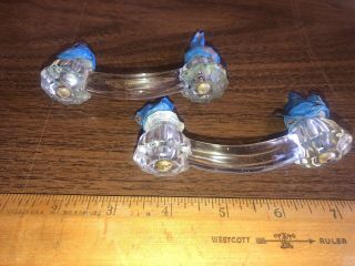 1920s Antique Vintage Clear Glass Drawer Pulls Knobs PERFECT 4