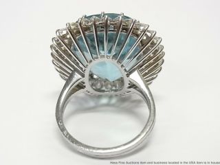 24.  50ct Gem Quality Aquamarine 2.  35ctw Diamond Platinum Ring Vintage Statement 5