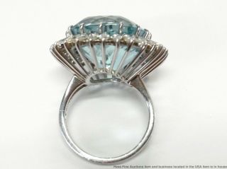 24.  50ct Gem Quality Aquamarine 2.  35ctw Diamond Platinum Ring Vintage Statement 6