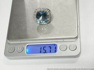 24.  50ct Gem Quality Aquamarine 2.  35ctw Diamond Platinum Ring Vintage Statement 8