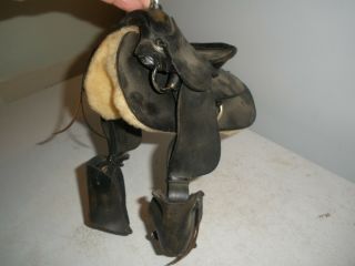 Vintage Handmade Leather Toy Horse Or Doll Saddle 8 " X 4 " X 10 "