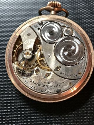 Antique Elgin Pocket Watch 12 size 15 jewels Model 3 Base metal front and back 5