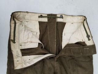 WW2 1945 Pattern Button Fly Wool Pants Dated 1951 Southern Manufacturer 36 - 29 3