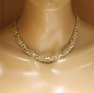 14k Yellow Gold Byzantine Hollow Necklace 30.  7g Estate Vintage 17 1/2 " Antique