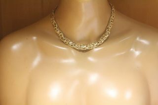 14k yellow gold Byzantine hollow necklace 30.  7g estate vintage 17 1/2 