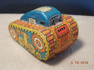 Vintage 1940s Marx Windup Tin Litho Roll Over Tank No.  5