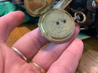 Antique 18k Gold Ladies Enamel w Flowers Pocket Watch Pendant Jewelry 3