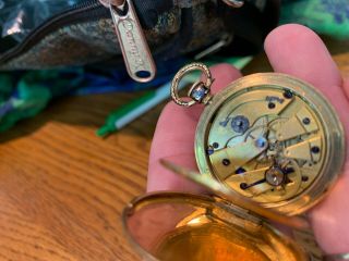 Antique 18k Gold Ladies Enamel w Flowers Pocket Watch Pendant Jewelry 5