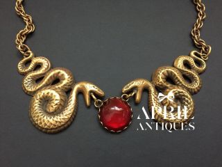 Vintage Joseff of Hollywood Snake Red Glass Necklace 2