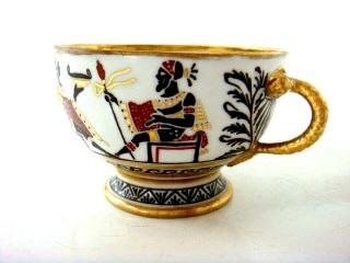 GIUSTINIANI ITALIAN PORCELAIN SNAKE HANDLE ANCIENT EGYPTIAN FIGURE CUP & SAUCER 10