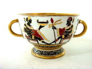 GIUSTINIANI ITALIAN PORCELAIN SNAKE HANDLE ANCIENT EGYPTIAN FIGURE CUP & SAUCER 4